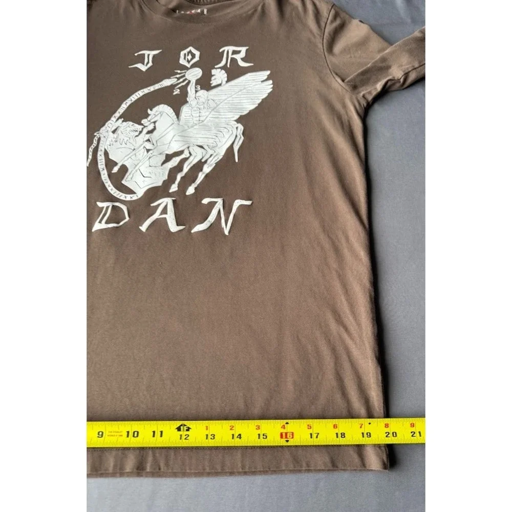 Jordan Flight T Shirt Men M Brown Long Sleeve‎ Graphic Pegasus Basketball Print
